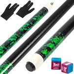 LOTKEY Pool Stick,Pool Cue Sticks 58'' Solid Wood Extra 2 Pool Chalk and Gloves Included Durable for Professional Billiard Players (Green)