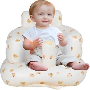 Baby Inflatable Seat for Babies 3-36 Months, Built in Air Pump, Baby Support Seat Summer Toddler Chair for Sitting Up, Baby Shower Chair Floor Seater (Bear)