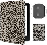 MOROCK Case for All-New 6.8" Kindle Paperwhite and Paperwhite Signature Edition (11th Generation, 2021 Released), Lightweight PU Leather Cover with Hand Strap, Auto Sleep/Wake, Khaki Leopard Print
