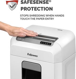 Fellowes 12-Sheet Mini Cut Office Shredder – Auto Reverse, SafeSense, 23L Bin