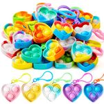 JOYIN 30 PCS Heart Pop Fidget Kerings Mini Fidget Toys for Kids, Party Bag Fillers for Kids Poppet Fidget Toy Stress Relief Squeeze Keychain Toys, Party Favors Gifts for Boys and Girls