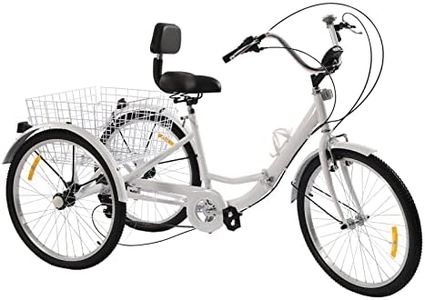 Dustuper Tricycle pour adultes seniors, 24 pouces, 7 vitesses, 3 roues, vélo de ville, vélo de ville, capacité de poids de 308 LBS, hauteur de coussin réglable