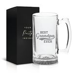 Best Grandpa Ever Beer Glass Dad Mug - 16oz Beer Mug, Grandpa Birthday Gifts, Funny Grandpa Gifts, Papa Beer Mug, Beer Mugs for Grand Father, Papa Beer Glass - Father's Day Gift for Grandpa