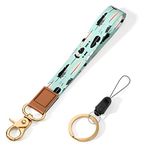 Hsxnam Wrist Lanyard Key Chain, Cute Wristlet Strap Keychain Holder for Women Men Keys ID Badges Phone Airpods, Feather