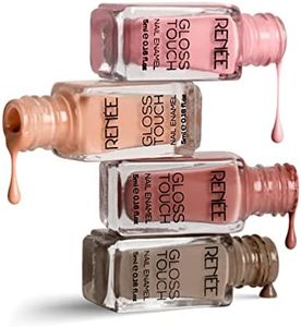 RENEE Gloss Touch Nail Paint Set of 4, Quick Drying Nail Polish, Glossy Gel Finish Nail Kit, Highly Pigmented & Long Lasting Enamel, Chip Resistance 5ml Each Gift Set for Women N02 Everyday Nudes
