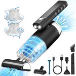 Car Vacuum Cleaner 14000Pa Powerful, Handheld Vacuum Cordless Rechargeable 2 in 1 Mini Vacuum & Dust Buster Hand Held Vacuum Cordless with LED Light, Wireless Portable Vacuum for Car (Matte Black)