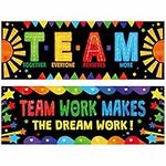 Classroom Banner Poster, 2 PCS Colorful Bulletin Board Decoration Motivational Posters for School & Classroom Kindergarten Preschool Primary Middle High School-Teamwork (Poster Tube Package)