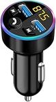 Bluetooth Car Charger, Bluetooth FM Transmitter in-car Wireless Radio Adapter for Music Player, Hands-Free Calling Car Phone Kit for iPhone 14 13 12 11 Pro Max Samsung Galaxy S23 S22 S21 S20 FE Ultra