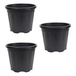 UGAOO UV Treated Gardening Pots and Planters for Plants (10 inch Black Color Set of 3 Plastic Pots)