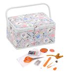 Hobby Gift Filled Sewing Box - Craft & Hobby Storage, Sewing Basket with 94 Piece Sewing Kit Included, Medium, Homemade, 18.5 x 25.5 x 14.5cm