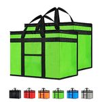 NZ Home Insulated Cooler Bag and Food Warmer (XL Plus, 2 Pack) for Food Delivery & Grocery Shopping with Zippered Top, Green