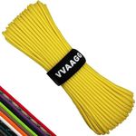 VVAAGG 550 Paracord 200FT - 4mm Lightweight and Durable Camping Rope, Tent Rope, 7 Strand Nylon Parachute Cord Rope (Yellow)