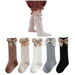 DRESHOW Baby Girl Knee High Socks Toddler Dress Socks Baby Bow Stocking Cotton Infant Socks