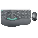 Nulea KM75 Advanced Ergonomic Wireless Keyboard and Mouse Combo, Comfortable Natural Typing, Palm Rest, Multi-Device (Bluetooth, 2.4G, Wired), Rechargeable, for Multi-OS, Windows, Mac, Android(Grey)