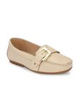 egoss Lady Boss X Premium Genuine Leather Loafer Casual Shoes for Women (Beige-9)-LG-15