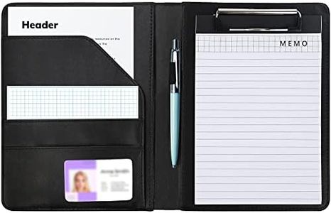 Kurtzy Carpeta Portadocumentos A5 Cuero Ecológico Negro - Carpeta con Pinza Organizador Empresa Oficina Trabajo Portafolio con Bolsillo - Porta Documentos, Soporte Tarjeta, Bloc de Notas