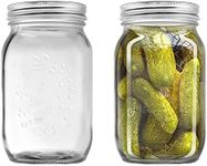 YUEYEE Mason Jar 1L,Glass Mason jars with Lids Canning Jars for Fermenting, Canning Pickles Cucumber Tomatoes,Food Storage Jars Preserving Pasta, Cookies,Nuts, Candies and Beans,2 Pack