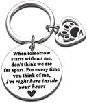 Pet Memorial Gifts Loss of Dog Cat Sympathy Remembrance Keychain Gifts Pup Puppy Loss Bereavement Gifts for Men Women Friend Pet Lover Rainbow Bridge Paw Print Presents When Tomorrow Starts Without Me