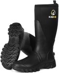Kalkal Men's Rain Boots, Waterproof Rubber Boots For Men Lightweight Tall Hunting Boots, 6mm Neoprene Insulated Mens Work Wide Boots for Mud Hunting Farming Fishing
