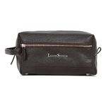LOUIS STITCH Men's Brunette Brown Italian Shrunken Leather Toiletry Kit Travel Organizer Pouch with Multiple Compartments Grooming Shaving Toileteries Bag for Men (TK-SZ-BB-100)
