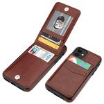 KIHUWEY Compatible with iPhone 11 Case Wallet with Credit Card Holder, Premium Leather Magnetic Clasp Kickstand Heavy Duty Protective Cover for iPhone 11 6.1 Inch(Brown)