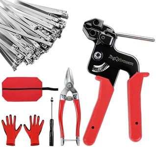 105PCS Heavy Duty 304 Stainless Steel Cable Tie Gun Kit, Includes 105PCS 11.8 Inch Metal Zip Ties, Self-Locking, UV & Corrosion Resistant, for Fence, Exhaust Pipe, Chicken Coop, Farm Use