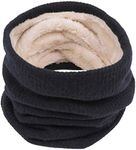 Chalier Infinity Scarf Winter Double-Layer Neck Warmer Knit Fleece Lined Circle Loop Scarves Gifts(one size, A-Black)