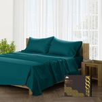 Mayfair Linen 100% Egyptian Cotton California King Bed Sheets - 1000 TC 4 Pc Teal Bed Sheet for Calking Size Bed, Sateen Weave Deep Pocket Luxury Hotel Sheets, Extra Soft Cooling Bedding Sheets