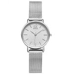 SHENGKE Creative Simplicity Women Watch Mesh Band Elegant Women Watches Ladies Business Wristwatch, K0006-silver-mesh Band, Japanese