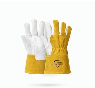 Premium TIG Welding Gloves with FREE Assorted Welding Cap Top Grain Goatskin Leather Gloves Unlined 4" Cuff High Dexterity (Large)