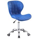 Charles Jacobs Swivel Office Chair with Chrome Base Wheels and Adjustable Height in Blue