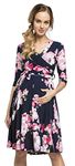 HAPPY MAMA Women's Maternity Wrap Jersey Nursing Dress 609 (Style 1, UK 14, XL)
