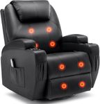 Korser Recliner Chair, Rocking Chair with Massage and Heat, 360° Swivel Recliner Chairs for Adults, Rocker Manual Recliner with Remote Control and Cup Holder for Living Room, Bedroom, Nursery