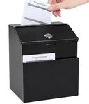 Suggestion Box with Lock Wall Mounted Ballot Box with Lock Donation Box with Lock and Slot Key Drop Box Collection Lock Box Steel Black