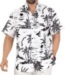 LA Leela Men's Holiday Aloha Shirts Beach Hawaiian Shirt for Men XXL Pearl, Palm Tree