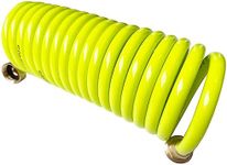 SANFU PU Recoil Garden Hose Handy 3/8"ID x 15ft Premium With 3/4"Inch Swivel Female Brass Fittings Retractable, Outdoor Patio Hose Marine&Boat Yacht, Lime(15')