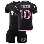 Houselog Kids Soccer Jersey #10 Boys Jersey Kit Football Suit Soccer Jersey Shorts Set for Sports Fan(Black-24)