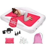 Inflatable Toddler Travel Bed with Electric Pump, Leakproof Air Mattress w/Reinforced Protective Bumpers, Includes Carry Case and Pillow, Fits Kids Up to 4ft, for Camping & Sleepovers (Pink)