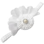 White Chiffon Pearl Baby Girls Headband (0-3months)