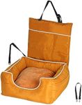 PaWz Dog Car Seat for Small Medium Dogs Puppy, Pet Booster Rear Seat with Storage Pockets Safety Leash, Detachable Washable Waterproof, Suitable for Most Cars(Orange), Dog Car Backseat Protector