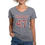 CafePress Kamala Harris 47 2024 Election Democrat Women's V Neck T Shirt Womens Cotton V-Neck T-Shirt Gray