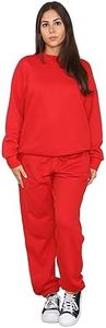 NY Deluxe Edition Women's Plus Size Loungewear 2 Pieces Sweatshirt Top and Jog Bottom 2 Set UK Plus Size 16-28, Red, 20 Plus