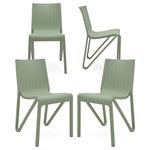 Supreme chairs Zyleg Designer Armless Plastic Chair for Dining, Cafeteria and Restaurent with Weight Bearing Capacity of 150 kg (Color : Frosty Green, Count : 4)