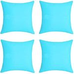 Andreannie Pack of 4 Outdoor Waterproof Decorative Throw Pillow Cover Cushion Case for Garden Tent Park Farmhouse Polyester Both Sides Blue Square 18 x 18 inches (Set of 4 E)