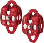 NewDoar CE Certified Large Rescue Pulley 30KN Double Pulley Single/Double Sheave with Swing Plate for Rescue Hauling Arborist Tree Climbing