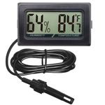 Mini Reptile Terrarium Thermometer Hygrometer with Probe Reptile Thermometer and Humidity Gauge Digital Pet Thermometer with Fast Readout for Turtles Lizards Care Aquariums (Black)