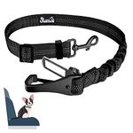 AUTOWT Dog Seat Belt, 2 in 1 Latch Bar Attachment Dog Car Seatbelt Metal Buckle Elastic Bungee Buffer Reflective Nylon Belt Tether Connect to Dog Harness for Pet Safety in Vehicle Travel Daily Use