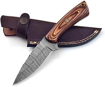 Grace Knives Handmade Hunting Knife Damascus Steel Fixed Blade Knife 7.5 Inch Camping Knives with Leather Sheath G-1072