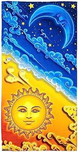 Dawhud Direct Sun and Moon Beach Towel for Girls, Sun and Moon Bath Towel Print 30" x 60" Pool Towel Super Soft Plush Cotton Sun and Moon Towel for Beach Lovers