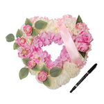 Artificial Flower Funeral Floral Arrangements Heart Shaped Memorial Wreath with Ribbon Grave Halls Decor Funeral Wreaths Artificial Flowers with Stand